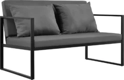 [casa.pro]® Gartenbank Gartensofa Schwarz/Dunkelgrau Bank Parkbank Sitzbank Garten Lounge