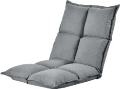[en.casa] Bodenstuhl Klappbar Bodensessel 5-stufig Verstellbare Klappliege Relaxliege Faules Sofa 5 Positionen Bodenliege Sitzkissen Hellgrau
