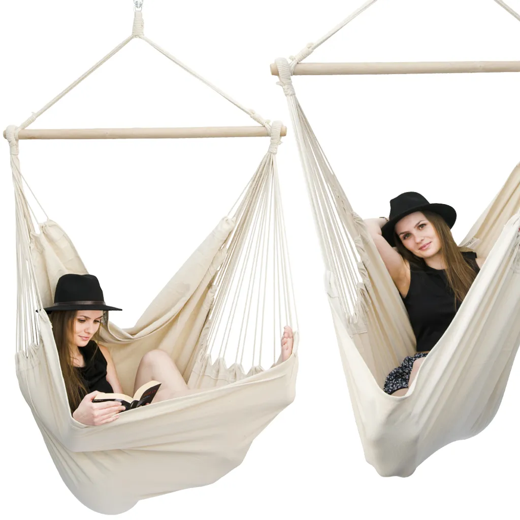 12364 XXL Beige 2 Personen Belastbarkeit Bis Ca. 150 Kg Hängesitz Hängestuhl Hängesessel Inkl. Swivel – Bild 2