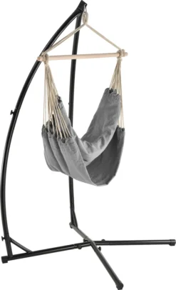 XXL Hängesessel Mit Gestell Grau Hängesitz Hängeschaukel Hängematte [casa.pro]